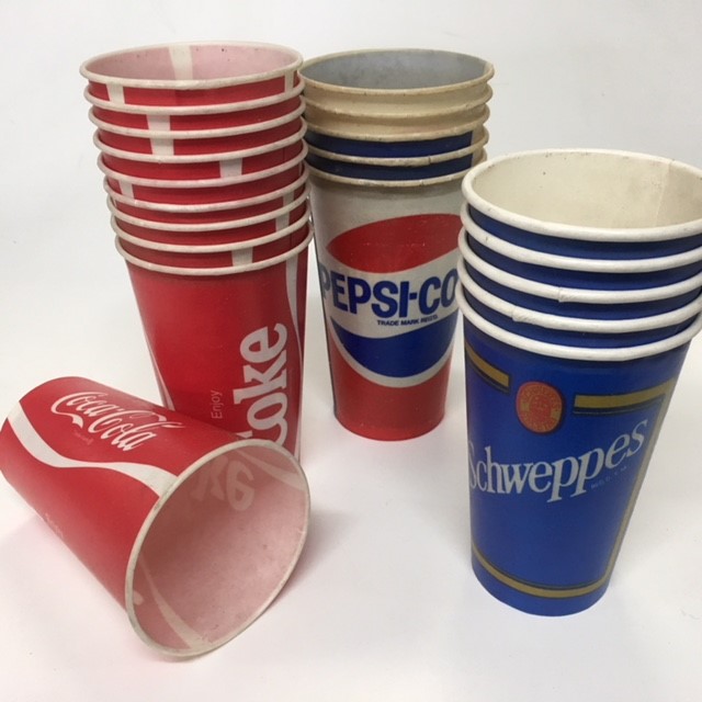 TAKEAWAY CUP, Plastic coated - Coke Pepsi Schweppes